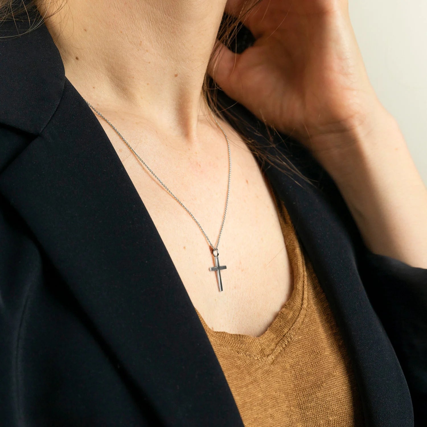 Silver cross necklace for women