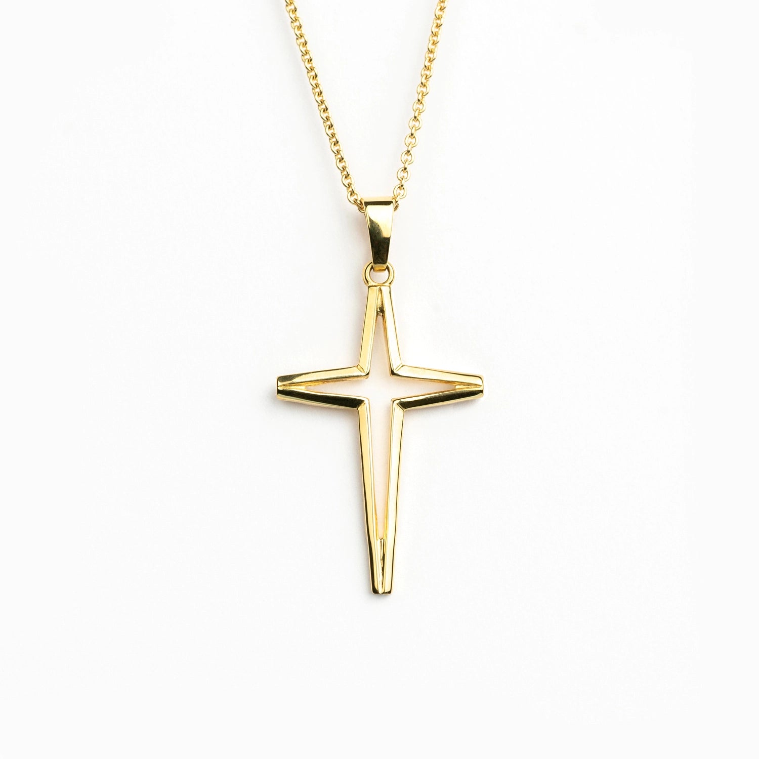 Gold Cross Necklace Trinity Bloom